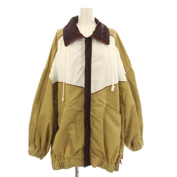 【中古】ナゴンスタンス メモリーツイルボンバージャケット ブルゾン ジップアップ 38 ベージュ 茶 白 470ES830-0190 ナゴンスタンス メモリーツイルボンバージャケット ブルゾン ジップ