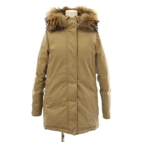 【未使用】ピレネックス ボルドー ベージュ 38 ダウンジャケット ファー ピレネックス Pyrenex BORDEAUX ダウンジャケット フード ミドル丈