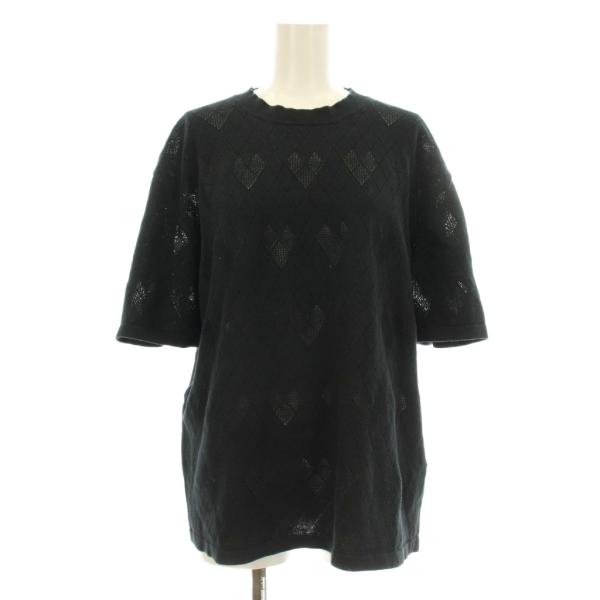 ンニット NKNIT ニット Tシャツ カットソー ハートメッシュ 半袖 2 黒