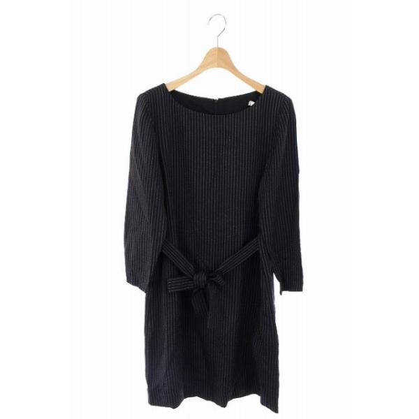 セオリーリュクス Theory Luxe ワンピース 長袖 ひざ丈 ストライプ リボン ラウンドネック 038 黒 レディース 中古 ベクトル 古着 169 ブランド古着販売のベクトル 通販 Yahoo ショッピング