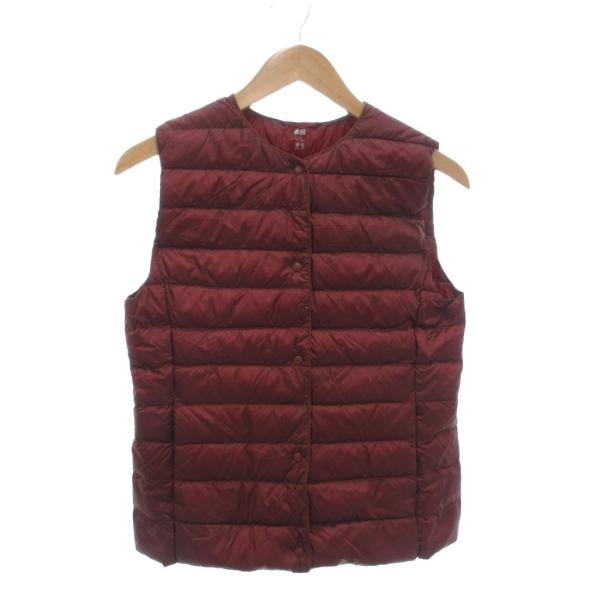ユニクロ UNIQLO ウルトラライトダウンコンパクトベスト M ワイン キルティング ラウンドネック ナイロン 211-409114 /NU ■GY06 レディー