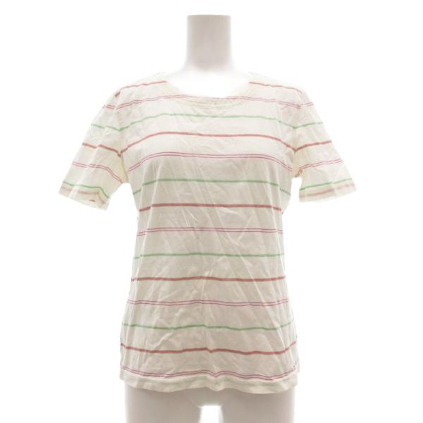 ブルックスブラザーズ BROOKS BROTHERS Tシャツ カットソー マルチボーダー柄 ラウンドネック 半袖 M 白 ホワイト /YJ ■GY06