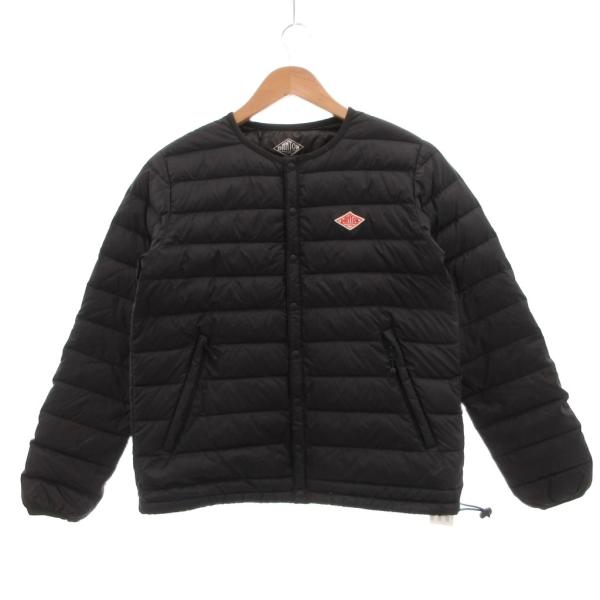 DANTON ノーカラージャケット 36, BLACK ダントン DANTON ダウンジャケット ロゴワッペン 36 黒 ブラック ノー