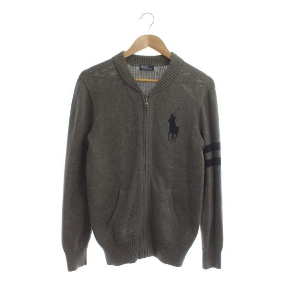 中古 ポロ ラルフローレン POLO RALPH LAUREN ジップアップニットブルゾン カーディガン ビッグポニー 長袖 コットン グレー /MY  ■OS メン :170-402205160506:ブランド古着販売のベクトル - 通販 - Yahoo!ショッピング