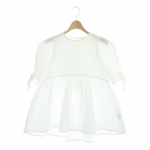 ヨリ yori 22SS フクレフレアブラウス プルオーバー 半袖 36 白