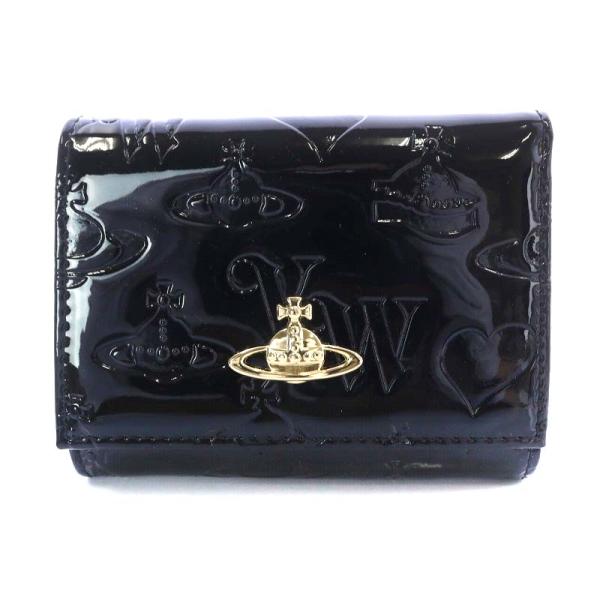 買い保障できる Vivienne Westwood エナメル 二つ折り財布 ブラック