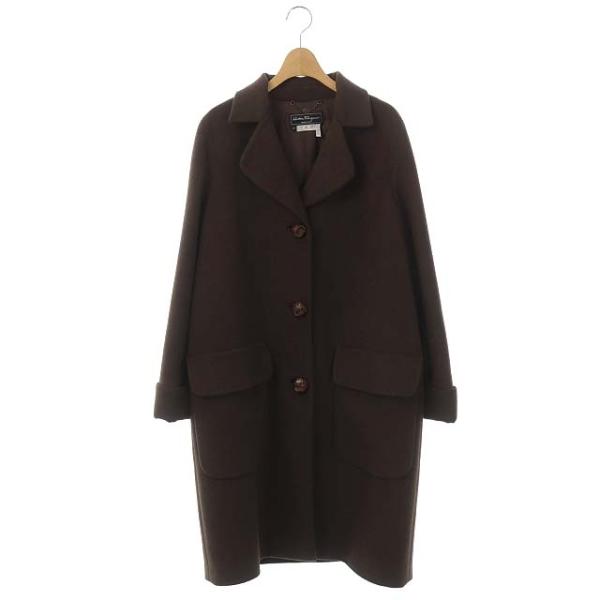 サルヴァトーレフェラガモ チェスターコート ウール アンゴラ混 40 茶