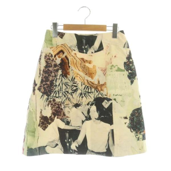 カルヴェン CARVEN 総柄 台形スカート ひざ丈 34 マルチカラー /DF
