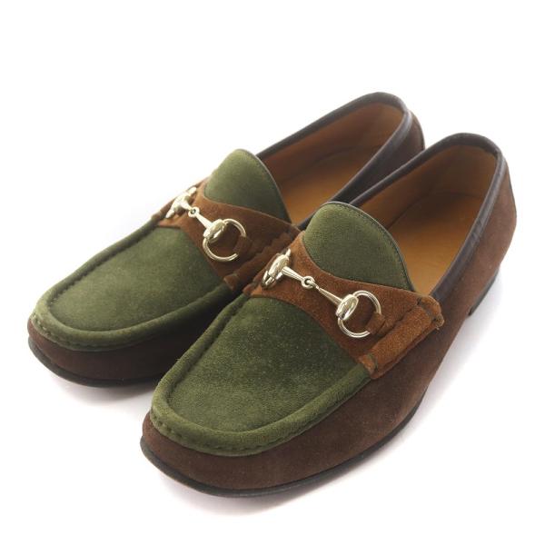 グッチ GUCCI ホースビットローファー スエード レザー バイカラー 