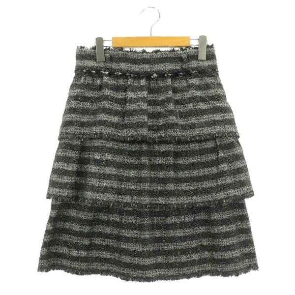 Rene ルネ TISSUE ツイード ティアードスカート 膝丈 フレア シルク