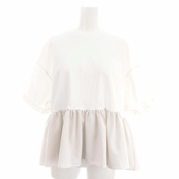 ヨリ yori ヘムフリルワイドTee Tシャツ カットソー 五分袖 F 白 