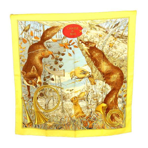 エルメス HERMES CHASSE au BOIS 森の狩猟 カレ90 スカーフ 絹 シルク 