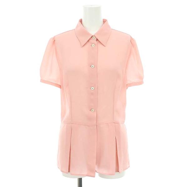 PRADA プラダ 半袖ブラウス シャツ パフスリーブ シフォン 42 ピンク  