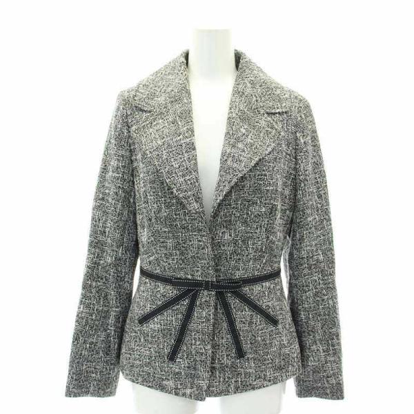 ESCADA エスカーダ ツイード テーラード ジャケット ブラック 40 ESCADA #anc エスカーダ ジャケット 36 黒 白 ドット ドイツ製