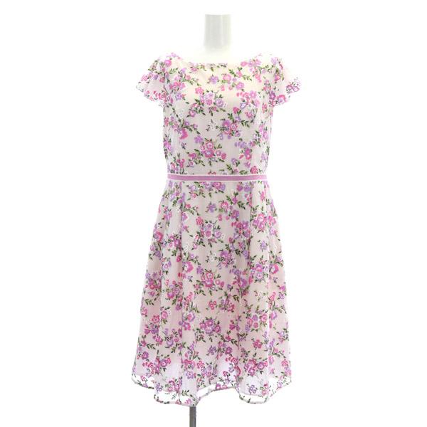 トッカ TOCCA CINI ドレス ワンピース 半袖 ひざ丈 花柄 6 ピンク /MF  