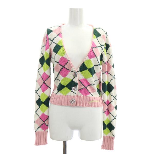 ガニー GANNI 23AW アーガイル柄 カーディガン ニット 長袖 Vネック  