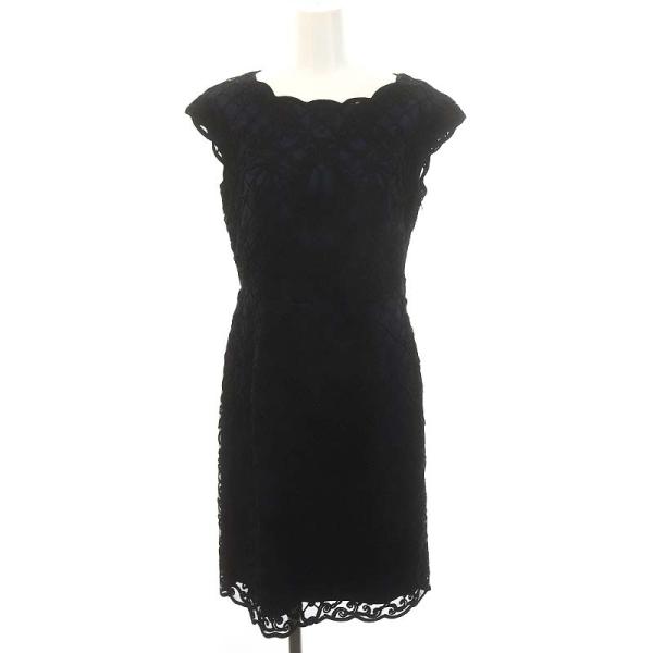 アナイ ANAYI コード刺繍レースワンピース ひざ丈 ノースリーブ 36 S