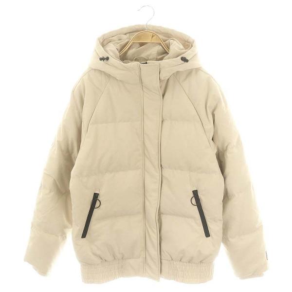 ベージュ フード付き ダウンジャケット S フード付きダウンジャケット フード取り外し可能ショートダウン