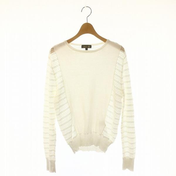 ドゥロワー Drawer コットン100% お袖レースカットソー ドゥロワー Drawer レース切替プルオーバーニットソー カットソー 長袖