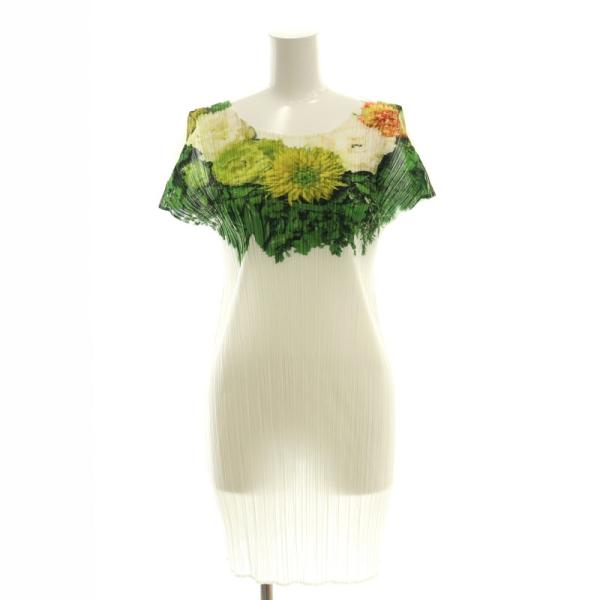 プリーツプリーズ PLEATS PLEASE イッセイミヤケ 花柄転写プリント 