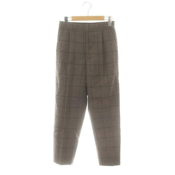 【中古】バックラッシュ BACKLASH テーパードパンツ ジップフライ ウール チェック柄 L 茶 ブラウン ■GY35 /MQ ドゥロワー Drawer タックチェックテーパードパンツ ジッパーフライ 36