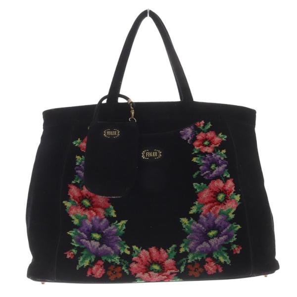 フェイラー FEILER 花柄 ポーチ付き トートバッグ ハンドバッグ ロゴ  