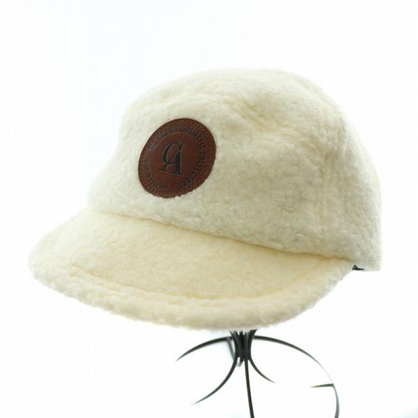 カシラ CA4LA BOB ボアキャップ 帽子 ロゴ レザーパッチ 牛革 F 白