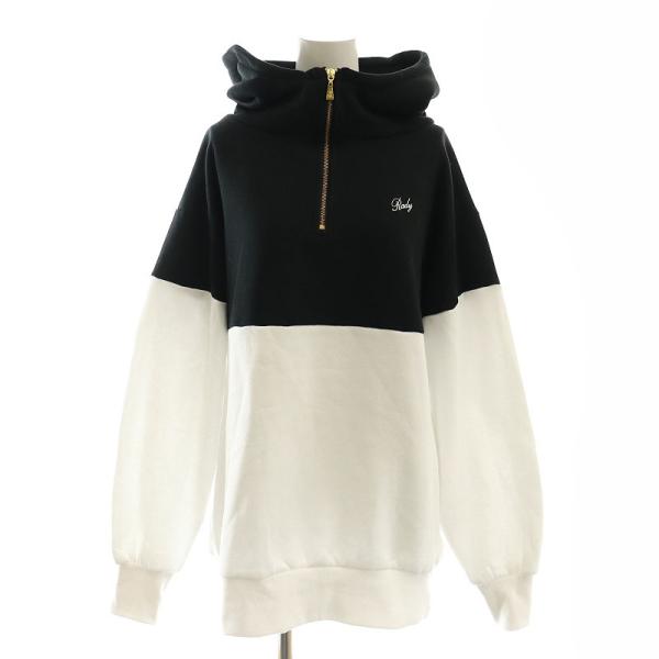 レディ Rady バイカラースタンドフーディー ハーフジップ