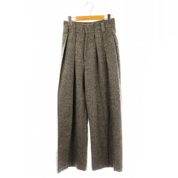 完売新品タグ付き！【シーニュcygne 】タックワイドパンツ ネップツイード1 シーニュ Cygne ハイウエストタックワイドパンツLara ネップツイード