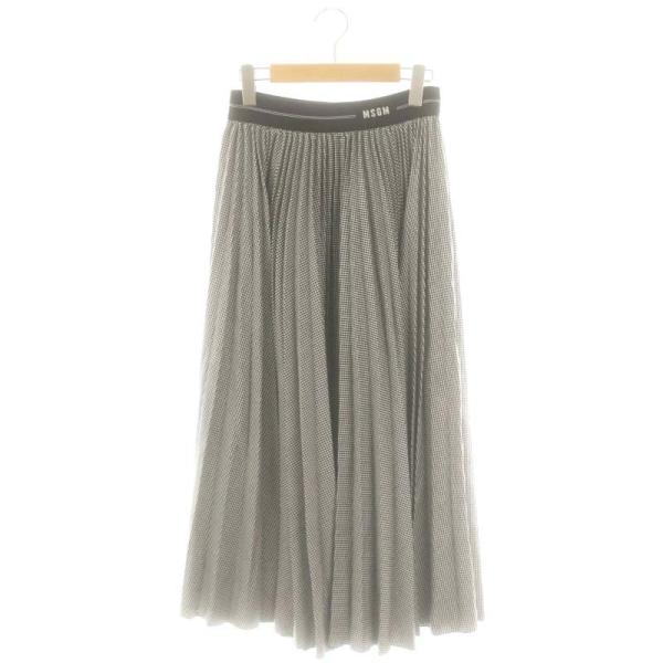 エムエスジーエム MSGM 千鳥柄 ロング プリーツスカート イージー 38  