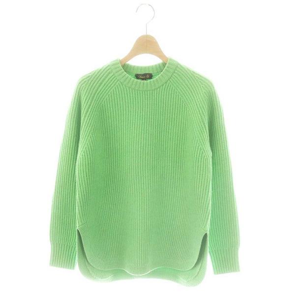 美品⚑ドゥロワー　カシミヤ クルーネックニット プルオーバー サイズ1 グリーン Drawer（ドゥロワー）の「Drawer 7Gカシミヤクルーネックプルオーバー