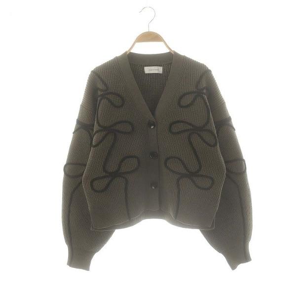 Adam et Rope' - アダムエロペ 24AW ラインニットカーディガン Vネック 長袖 F グレー ADAM ET ROPE' アダムエロペ Adam et Rope' 24AW ラインニット