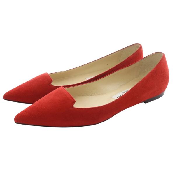 Jimmy Choo レッドパンプス ジミーチュウ JIMMY CHOO フラット パンプス ポインテッドトゥ