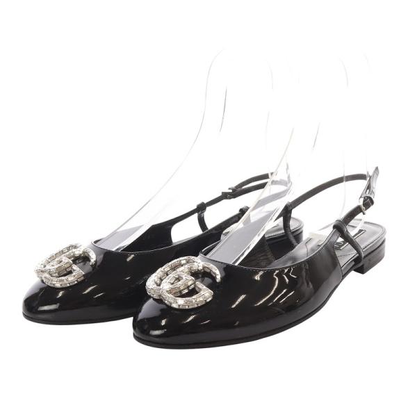 【中古】未使用品 グッチ GUCCI WMNS Ballerina with Double G パンプス フラット ストラップ 36.5 ブラック 762765 GUCCI（グッチ） 未使用品 GUCCI WMNS Ballerina with Double G