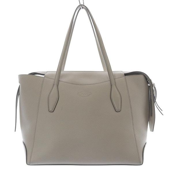 美品♡TOD'S トッズ ロゴ レザー 2way ビジネスバッグ グレージュ トッズ TOD'S AOS SHOPPING ZIP PICCOLA ハンドバッグ トートバッグ