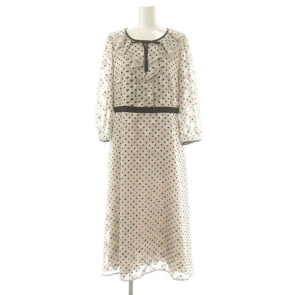 【中古】未使用品 トゥービーシック 近年モデル ダブルドットプリント ワンピース フリル 40 グレージュ レディース 未使用品 トゥービーシック TO BE CHIC 近年モデル ダブルドット