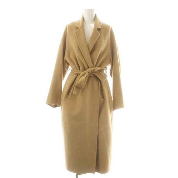 美品 プラステ 定価2.7万円 ヤク混リバーコート ベルテッド ロング