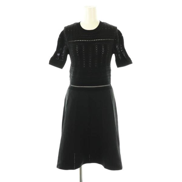 ZARA（ザラ） メッシュ ショートスリーブ ミニワンピース ニット M 黒
