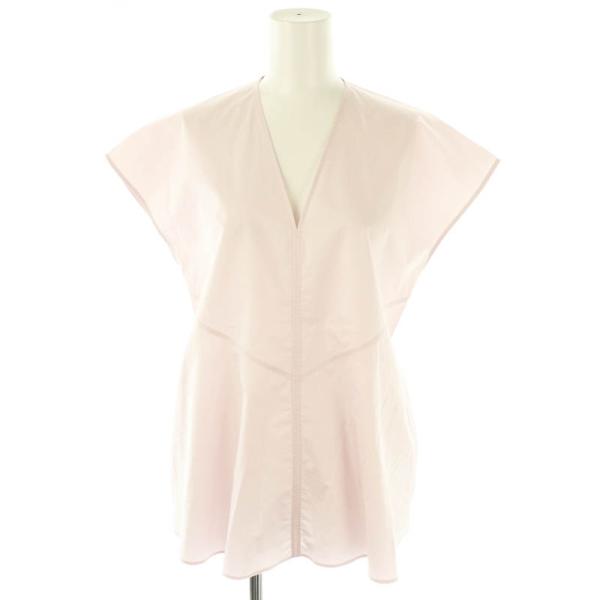 【中古】エルメス HERMES タイプライターフレアブラウス プルオーバー フレンチスリーブ コットン 34 ピンク HERMES（エルメス） タイプライターフレアブラウス プルオーバー