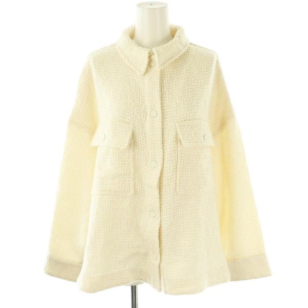 ZARA（ザラ） 未使用品 ツイード シャツジャケット L ホワイト /HK