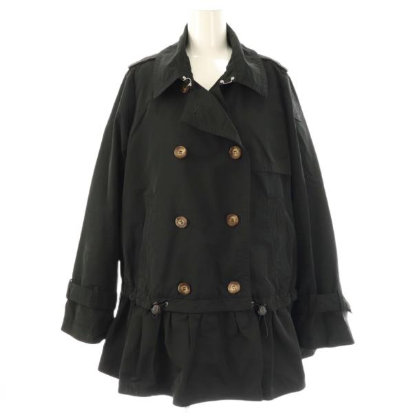 【中古】モンクレール MONCLER ALEET ダウンライナー付き フリル スプリングコート トレンチ ショート 2 黒 ブラック MONCLER（モンクレール） MONCLER ALEET ダウンライナー付き フリル