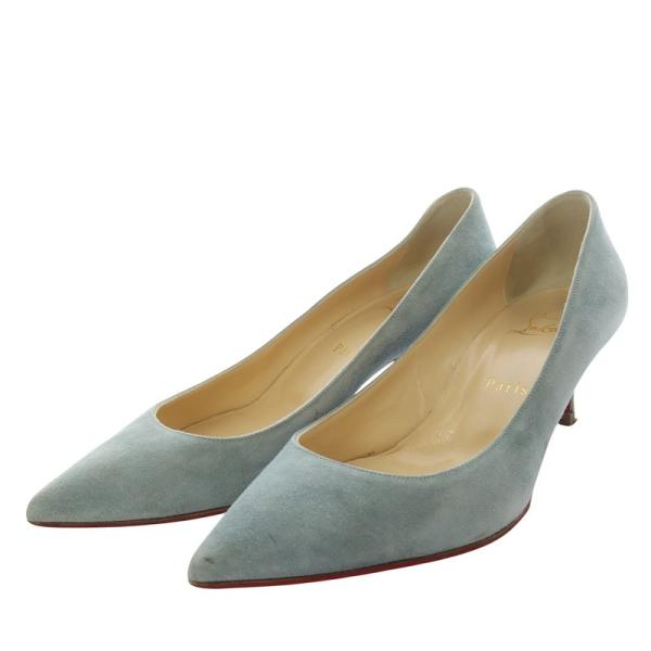 Christian Louboutin ネイビー スエードハイヒール 38㎝ クリスチャンルブタンパンプス紺色スウェード36