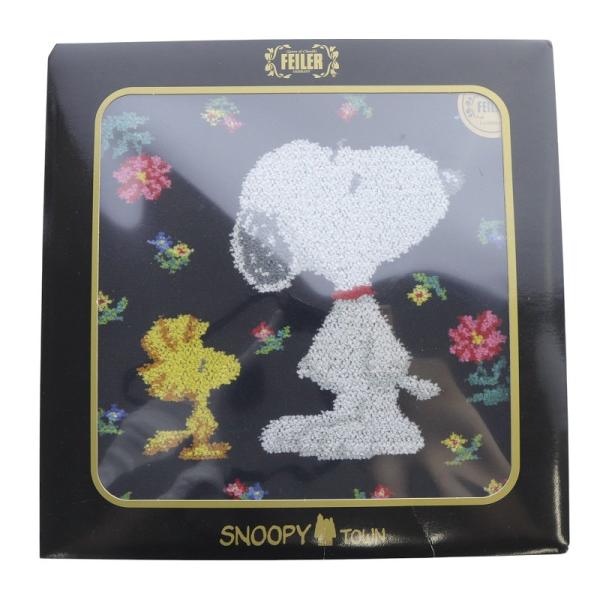 新品未使用フェイラー　スヌーピー  ハイジ 未使用品 フェイラー FEILER Snoopy ハイジフラワー ハンカチ 黒