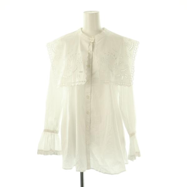 新品タグ付 Apuweiser-riche ライン刺繍ブラウス ホワイト2 Apuweiser-riche アプワイザーリッシェ ライン刺繍シャツ