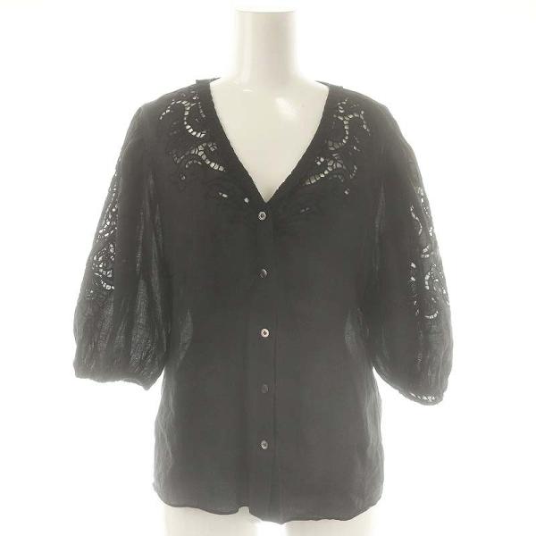 タグ付未使用＊ボールジィ ラミーエンブロイダリーVネックブラウス 36 ホワイト ボールジー BALLSEY トゥモローランド ラミーエンブロイダリー Vネック