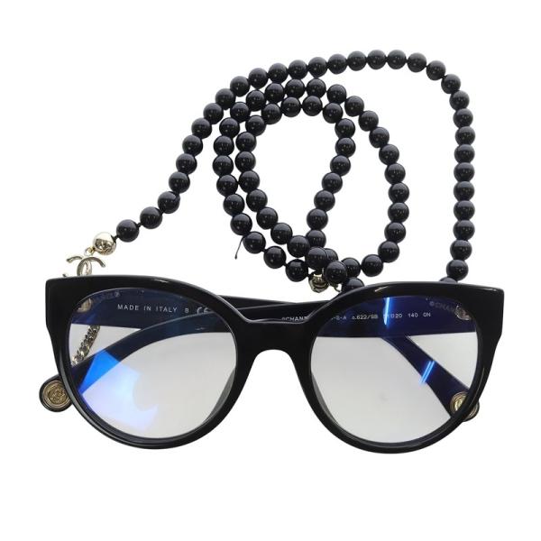 CHANEL シャネル パールチェーン付き 眼鏡 伊達メガネ ココ
