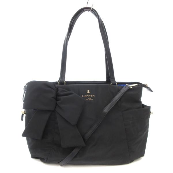 美品　LANVIN en Bleu ランバン★かごバッグ　トートバッグ　ブラック LANVIN en Bleu ジュール トートバッグ ブラック -靴