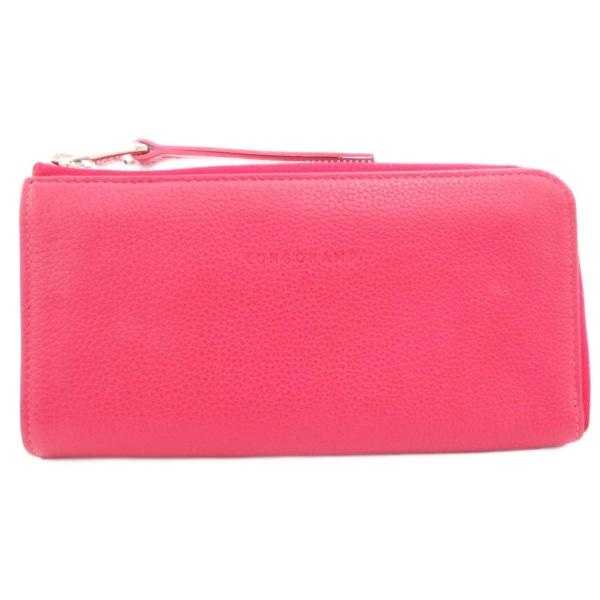 ロンシャン 長財布 ピンク L字ファスナー 美品 LONGCHAMP ロンシャン 長財布 ウォレット L字ファスナー ロゴ
