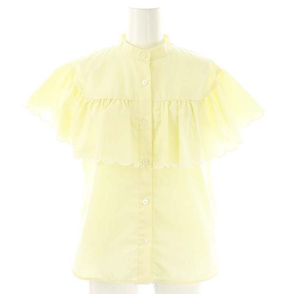 匿名　yori ヨリ　スカラップスリーブブラウスイエロー38 ヨリ yori 24SS スカラップスリーブブラウス 半袖 36 イエロー /HK