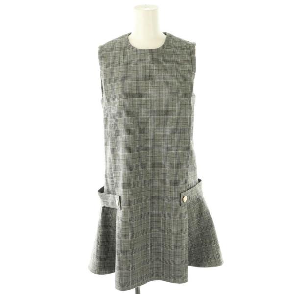 ZARA ザラ チェック ノースリーブワンピース ミニ XS グレー /HK